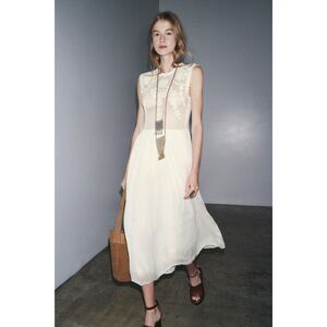 ZARA ZW Collection Embroidered Combination Midi Dress – Size S